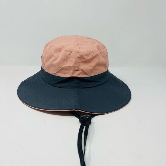 Sun Shade Ponytail Wide Brim Bucket Hat Colorblock Foldable Pink Womens Small - Picture 1 of 7